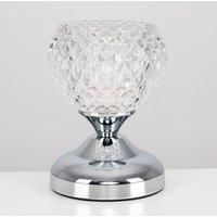 Modern Silver Chrome & Decorative Glass Bedside Touch Table Lamp