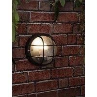 IP44 Round Black Outdoor Garden Exterior Security Bulkhead Wall Light Lights NEW