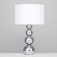Modern Chrome Table Lamps Touch Dimmer Lights Faux Silk Lampshades Home Lighting