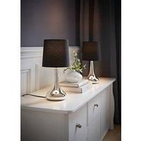 Pair of Modern Touch Dimmer Bedside Lounge Table Lamps LED Light Bulb Chrome