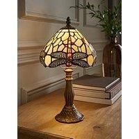 Traditional Style Bronze Table Lamp Light Stained Glass Mosaic Dragonfly Shade