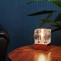 Modern Ice Cube Touch Table Lamp Dimmable Bedside Lounge Light Glass Shade Home