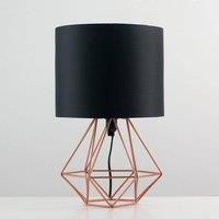 Modern Bedside Table Lamp 40cm Geometric Wire Cage Lights Copper Chrome Black