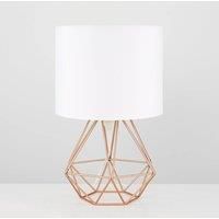 Modern Bedside Table Lamp 40cm Geometric Wire Cage Lights Copper Chrome Black