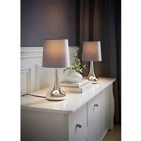 Pair of Modern Touch Dimmer Bedside Lounge Table Lamps LED Light Bulb Chrome