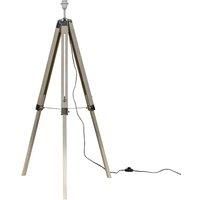 MiniSun Clipper Light Distressed Wood and Silver Chrome Tripod Floor Lamp Base