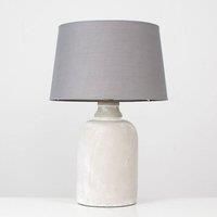 Cement Base Table Lamp 42CM Tall Modern Grey Tapered Light Shade 4W LED Bulb