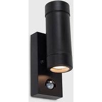 Modern Black Outdoor Wall Light Fitting IP44 PIR Motion Sensor LED GU10 Bulbs
