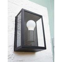 Industrial IP44 Outdoor Black Wall Light Fitting + LED Vintage Filament Bulb