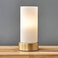 MiniSun Modern Gold Cylinder Bedside Touch Table Lamp with a Frosted White Glass Shade