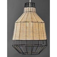 Natural Rustic Wicker Ceiling Pendant Light Shade Boho Lampshade LED Bulb Lamp