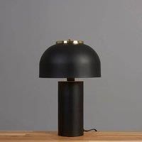 Large Matt Black & Gold Table Lamp Retro Dome Bedside Lounge Light + LED Bulb