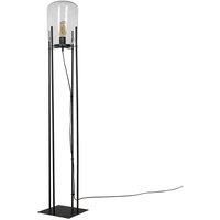 MiniSun Industrial Style Matt Black Linear Base Standing Floor Lamp with a Clear Glass Capsule Shade