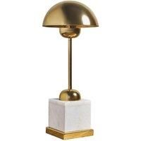 Large Gold Table Lamp Metal Brass Light Domed Shade Solid Marble Modern Base