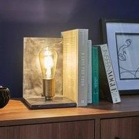 MiniSun Grey Marble and Brass Book End Table Lamp