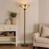 MiniSun Tiffany Style Bronze Base and Traditional Stained Glass Lampshade Floor Lamp for Living Room Home Office