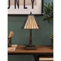 Traditional Tiffany Table Lamp Tinted Glass Shade Living Room Bedside Light