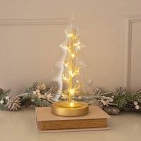 MiniSun Festive Glass Christmas Tree Table Decoration 20 Warm White Lights Gold String Xmas Ornament Battery Operated