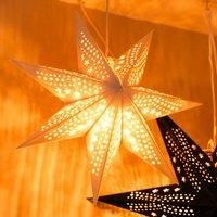 45cm Velvet Star Light Plug in Wall Light Christmas Tree Topper Festive Hanging Indoor Xmas Decoration - White (No Bulb)