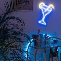 Cocktail Glass Neon LED Light Sign Wall Lamp Decor Colourful Hanging Acrylic Art for Kids Teens Girls Room Party Bar Club Decoration Gift USB Powered & Plug In Lighting