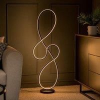 Matt Black Swirl Floor Lamp Integrated LED Standing Light Living Room Warm White Light Lounge Lighting
