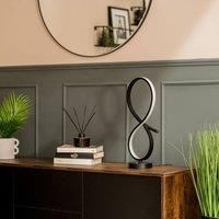 Matt Black Swirl Table Lamp Integrated LED Touch Button Bedside Light Living Room Bedroom Lighting