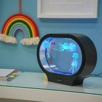 Jellyfish Lamp Kids Bedroom Night Light Colour Changing Aquarium Tank Sensory Mood Lighting LED Novelty Jelly Fish Lamp Bedside Light