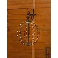 Solar Hanging Ball Black Metal Wire Frame Fairy Light Lantern Solar Powered Garden Ground Stake Light, Warm White