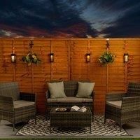 Pack of 4 - Black Multi-Functional Outdoor Solar Lights RGB Colour Changing/Warm White Garden Fence Wall Lights