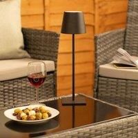 Black Wireless Portable Rechargeable Touch Table Lamp Indoor/Outdoor Cordless Dimmer Light with USB Port