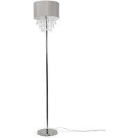 Grey Shade Floor Lamp Acrylic Jewel Bead Droplets Living Room Standard Light