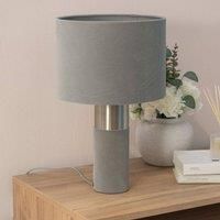 Velvet Table Lamp Base Drum Lampshade Shade Living Room Bedroom Light LED Bulb