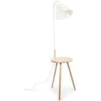 Large Wood Tripod Floor Lamp Coffee Table White Living Room Light Fabric Shade