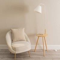 Large Wood Tripod Floor Lamp Coffee Table White Living Room Light Fabric Shade