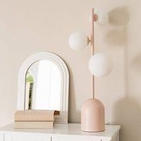 Blush Pink Table Lamp 3 Way Glass Globe Shades Living Room Bedroom Light LED Bul
