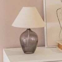 Olivet Grey Glass Table Lamp With Cream Tapered Shade