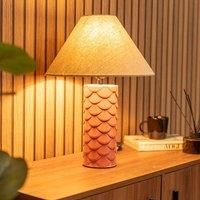 Shell Table Lamp Ceramic Mermaid Effect Scallop Base Bedroom Light Cream Shade