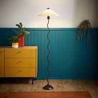 Black Metal Wiggle Floor Lamp Base Living Room Waved Light Origami Pleated Shade