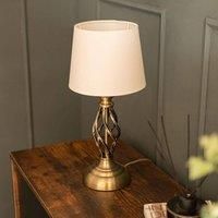 Traditional Table Lamp Metal Base Fabric Tapered Lampshade Living Room Light