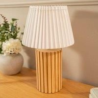 ValueLights | Natural Wood Bedside Table Lamp with a White Pleated Lampshade Shade Living Room Bedroom Light | Table Lamps, Home Décor & Improvement Essential
