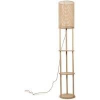 Natural 3 Tier Floor Lamp Light Bamboo Shade Storage Shelves Standard Lighting
