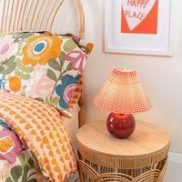 ValueLights | Burgundy Gingham Touch Button Light, Rechargeable LED Portable Table Lamp for Living Room Bedroom | Table Lamps, Home Décor & Improvement Essential
