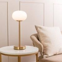 Gold Rechargeable Portable Table Lamp with Globe Shade, Cordless Dimmable Touch Button Light