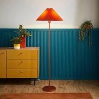 Metal Floor Lamp Pleated Lampshade Free Standing Living Room Light LED Bulb