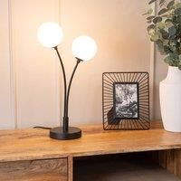 ValueLights | Black 2 Way Double Stem Bedside Table Lamp with White Frosted Glass Globe Shades | Table Lamps, Home Décor & Improvement Essential