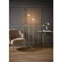 Heritage Hues Chessy Asymmetric Ribbed Glass Globe Gold Dual 2 Way Stem Floor Lamp Plated 153cm H X 32cm W X 23cm D
