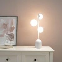 3 Way Table Lamp Opaque Glass Globe Shades Living Room Bedroom Light LED Bulbs