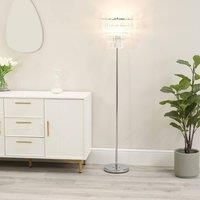 Chrome Single Stem Floor Lamp Free Standing Clear Acrylic Jewel Droplet Shade