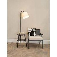 Wooden Floor Lamp Shelves Fabric Lampshade Living Room Storage Light LED Bulb