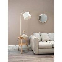 Wooden Floor Lamp Shelves Fabric Lampshade Living Room Storage Light LED Bulb